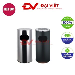 Thùng rác inox khách sạn 12l có gạt tàn