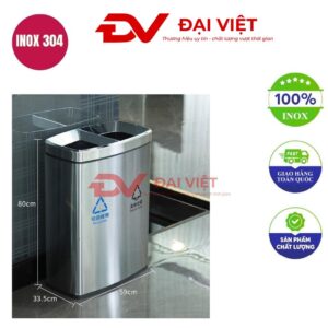Thùng rác inox khách sạn 2 ngăn 590x335x800mm