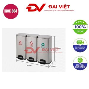 Thùng rác inox 3 ngăn 970x265x485mm