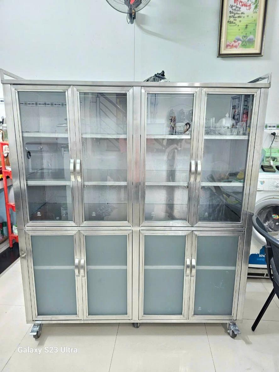 Tủ bếp inox gia đình và công nghiệp gia công theo module, kích thước mặt bằng và loại cánh theo yêu cầu