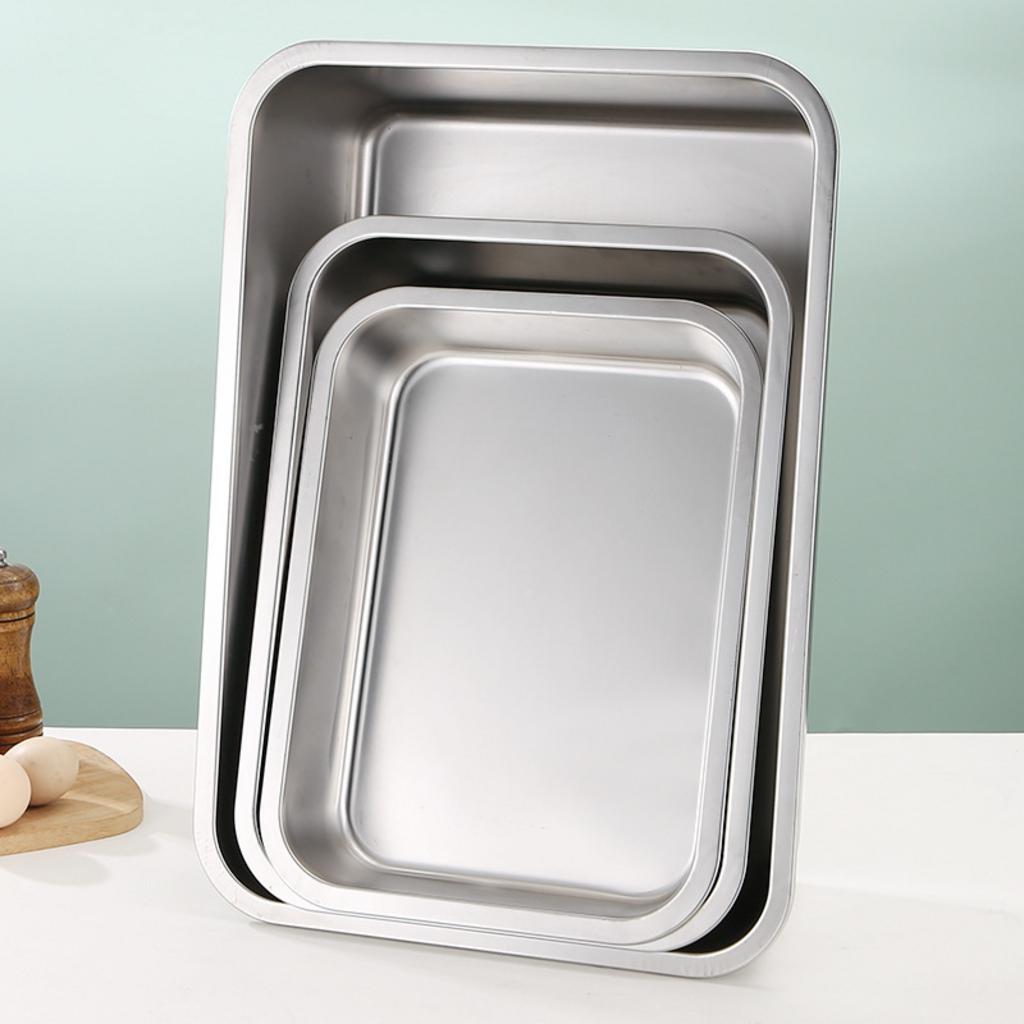 Bảo hành 12 tháng giúp người mua yên tâm chọn khay inox chữ nhật có nắp.