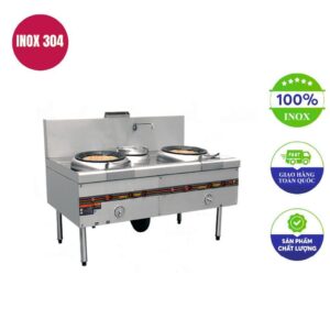 Bếp á 2 họng đất có quạt thổi và bầu nước 1m5