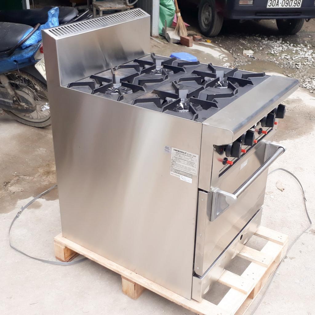 Cấu tạo bếp âu 4 họng dùng gas 700x750x350mm cho hiệu suất nấu ổn định trong giờ cao điểm.