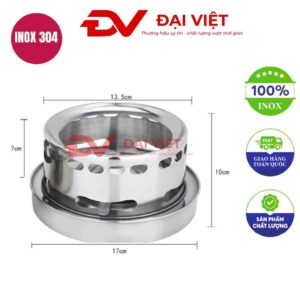 bếp cồn inox tròn chắn gió 17x10cm