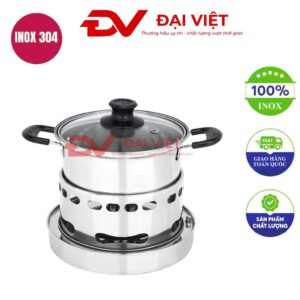 bếp cồn inox tròn chắn gió 23x7cm