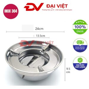bếp cồn inox tròn chắn gió 24x10cm