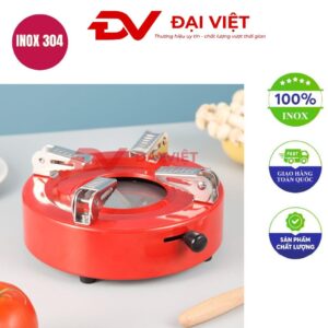 bếp cồn inox tròn màu đỏ 18cm