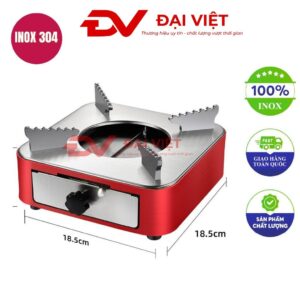 bếp cồn inox vuông màu đỏ 18x8.5cm