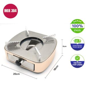 bếp cồn inox vuông màu hồng 18x6cm