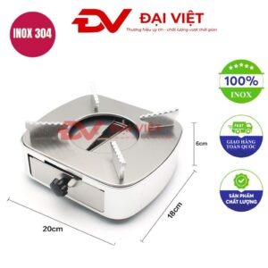 bếp cồn inox vuông màu trắng 20x6cm