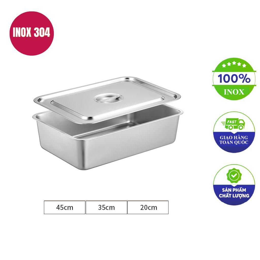 Inox SUS 304 dày 1 mm cho khay inox có nắp đậy 40x30x15cm