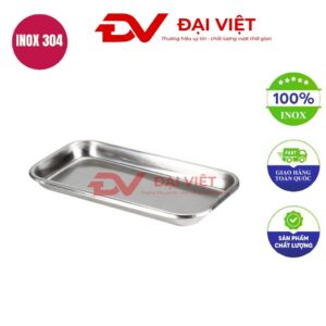 Khay inox chữ nhật y tế 21x11x2cm