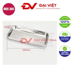Khay inox chữ nhật y tế 22x12x2cm
