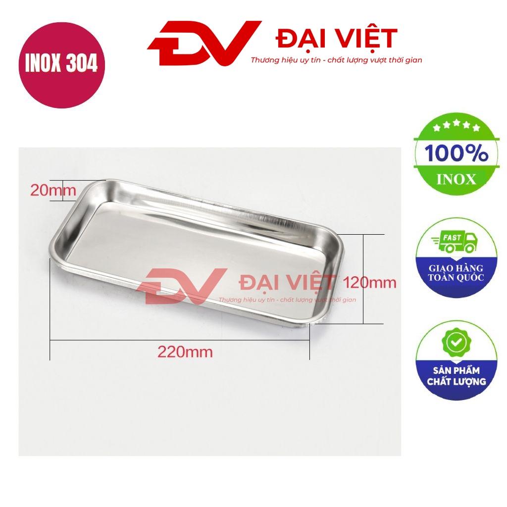 Khay inox chữ nhật y tế 22x12x2cm