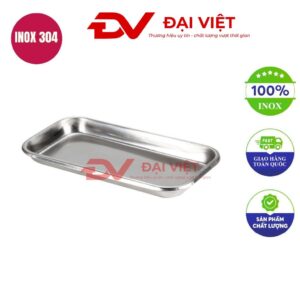 Khay inox chữ nhật y tế 27x20x2cm