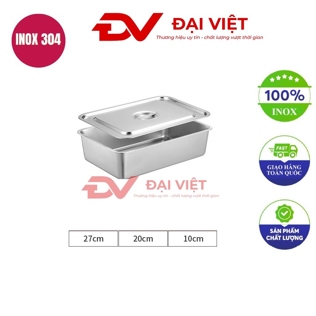 khay inox có nắp 27x20x10cm