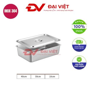 khay inox có nắp 40x30x10cm