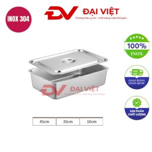 khay inox có nắp 45x35x10cm