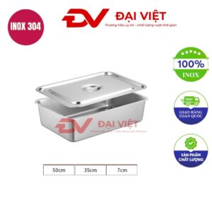 khay inox có nắp 50x35x7cm