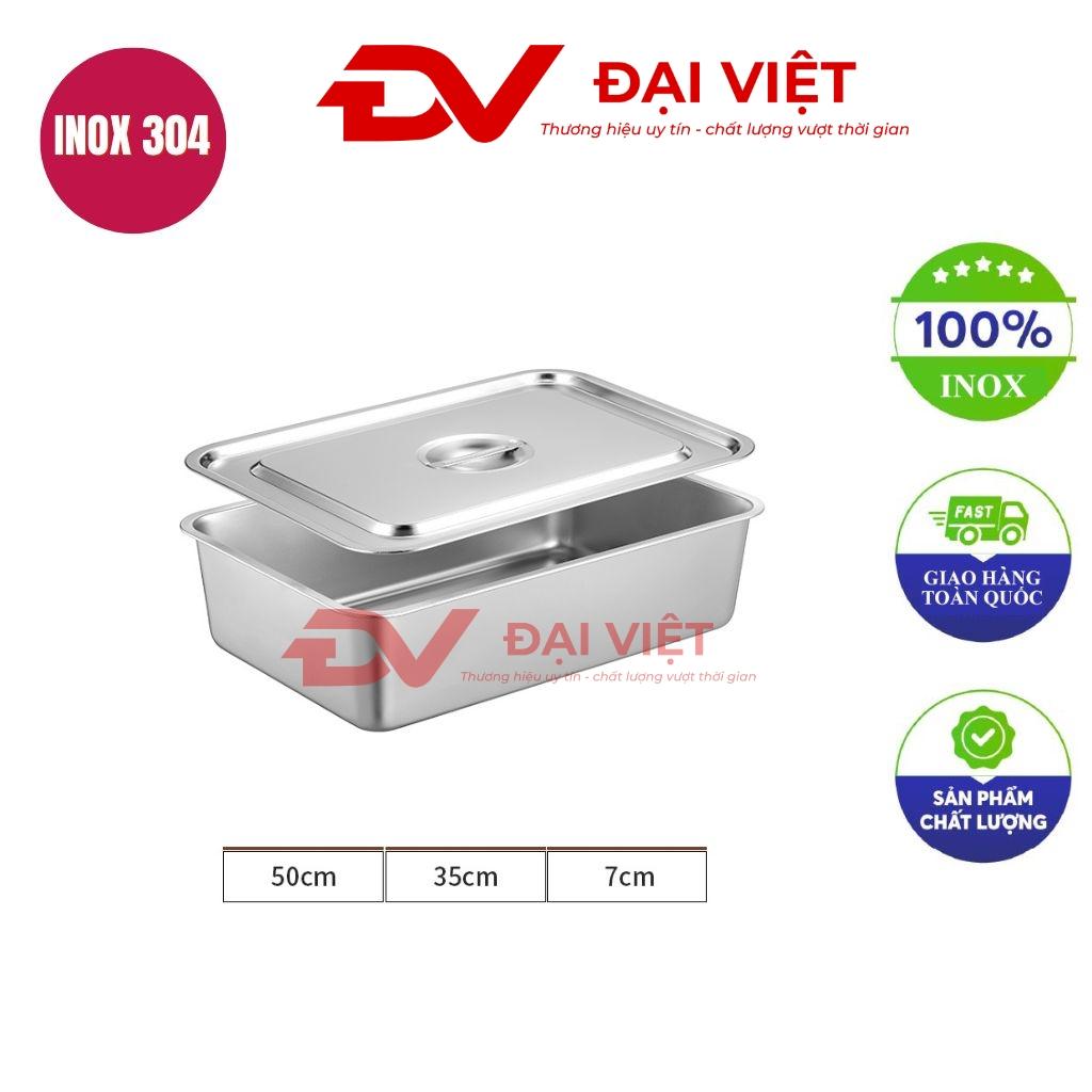 khay inox có nắp 50x35x7cm
