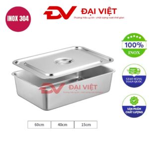 khay inox có nắp đậy 60x40x15cm
