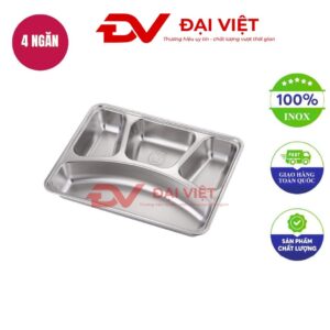 khay inox đựng thức ăn 4 ngăn 28.3x22.1x4.3cm