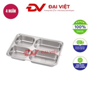 khay inox đựng thức ăn 4 ngăn 33x23x3.5cm
