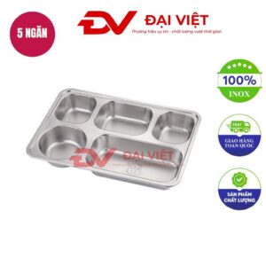 khay inox đựng thức ăn 5 ngăn 33.3x23x4.6cm
