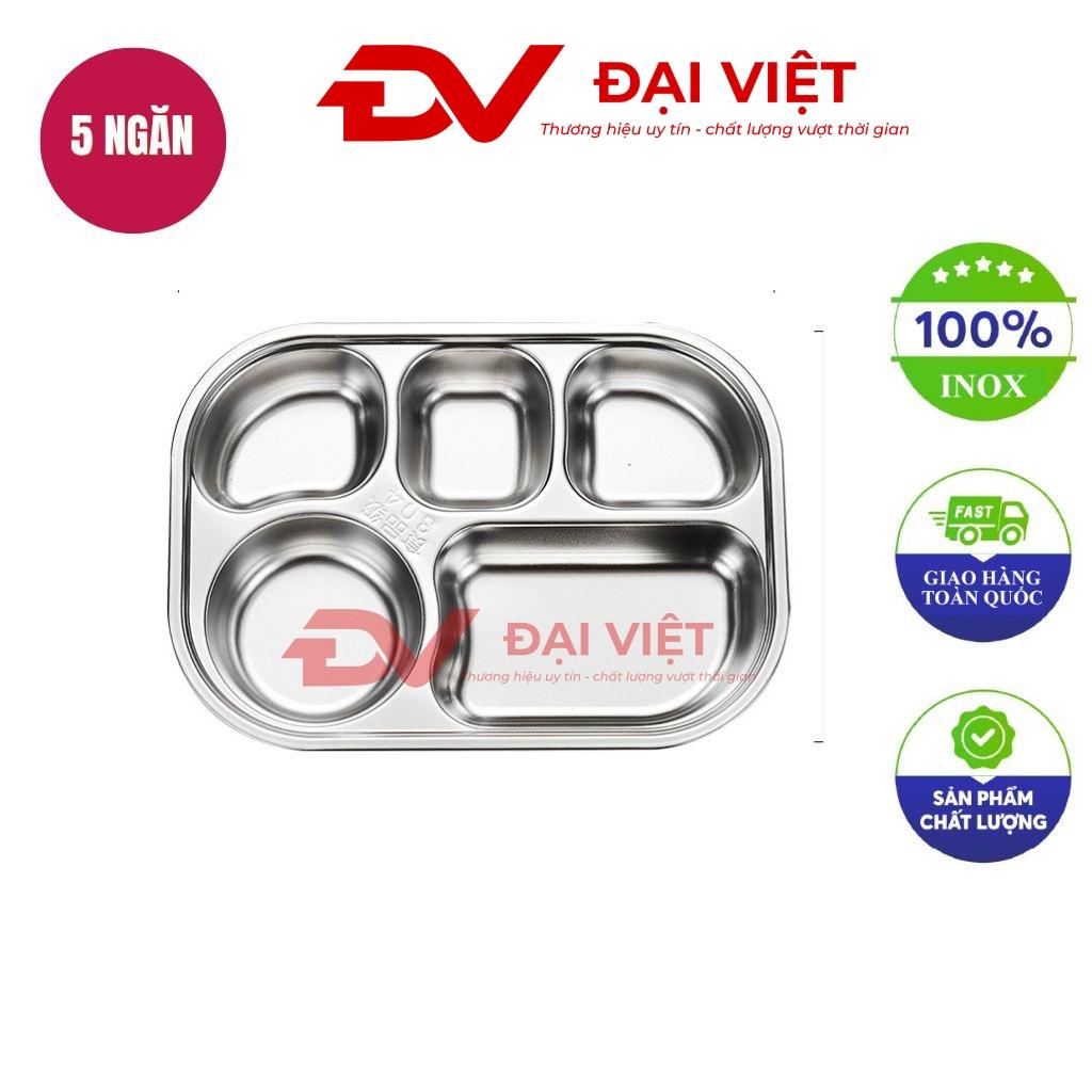 khay inox đựng thực phẩm 5 ngăn 26x14x4cm