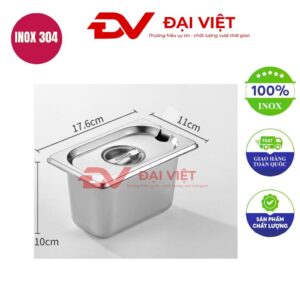 khay inox đựng topping 17.6x11x10cm