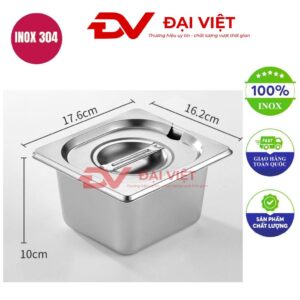 khay inox đựng topping 17.6x16.2x10cm
