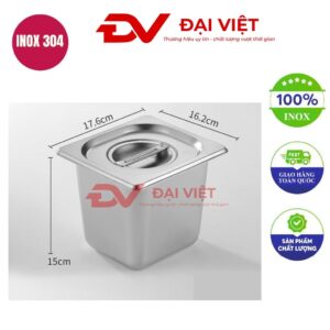 khay inox đựng topping 17.6x16.2x15cm