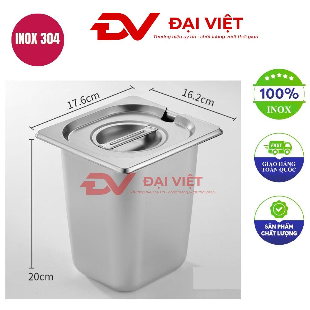khay inox đựng topping 17.6x16.2x20cm