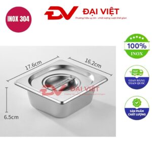 khay inox đựng topping 17.6x16.2x6.5cm