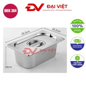 khay inox đựng topping 26.5x16.2x10cm