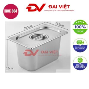 khay inox đựng topping 26.5x16.2x15cm