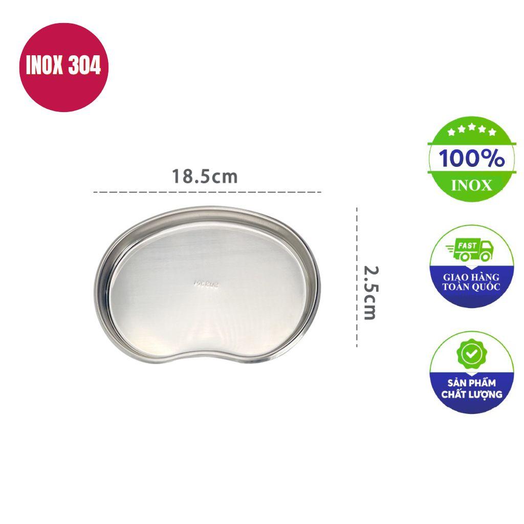 Khay inox hạt đậu 22.5x13.5x4.7cm inox 304, lòng sâu, dễ thao tác trong phòng khám và spa.