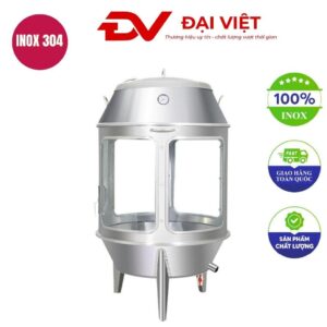 Lò quay vịt inox có kính bằng than và gas 80