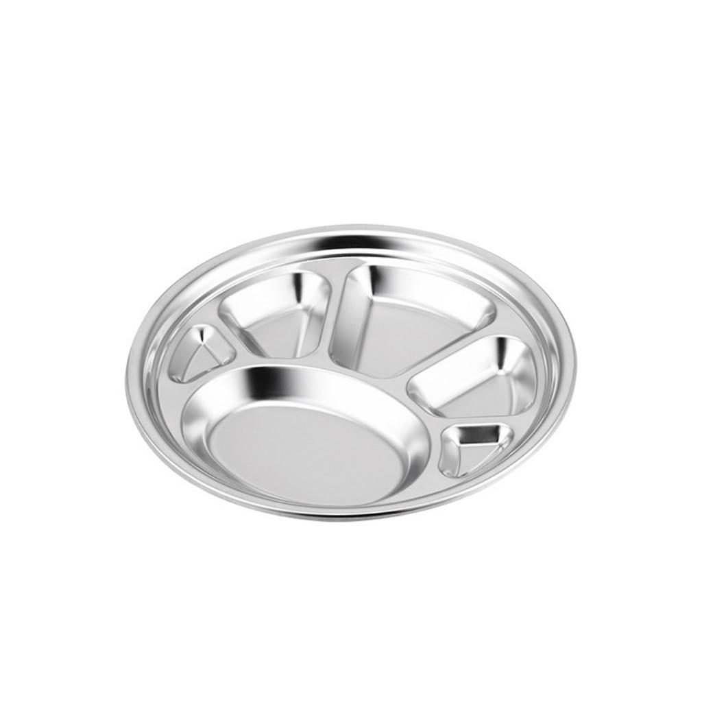 Khay inox tròn 4 ngăn 24x3cm phù hợp nhiều môi trường dùng khác nhau.
