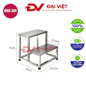 bậc tam cấp inox 2 bậc 40x45x41cm