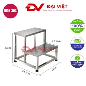 bậc tam cấp inox 2 bậc 47x44x46cm