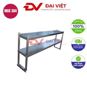 kệ inox 2 tầng mặt phẳng 1000x260x630mm
