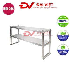 kệ inox 2 tầng mặt phẳng 1200x260x630mm