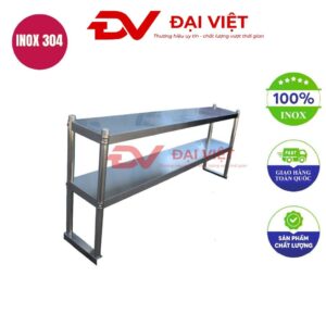 kệ inox 2 tầng mặt phẳng 1200x260x830mm