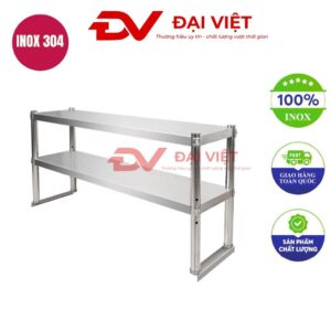 kệ inox 2 tầng mặt phẳng 600x260x830mm