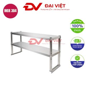 kệ inox 2 tầng mặt phẳng 900x260x630mm