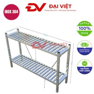 kệ inox 2 tầng thanh nan 1000x260x830mm