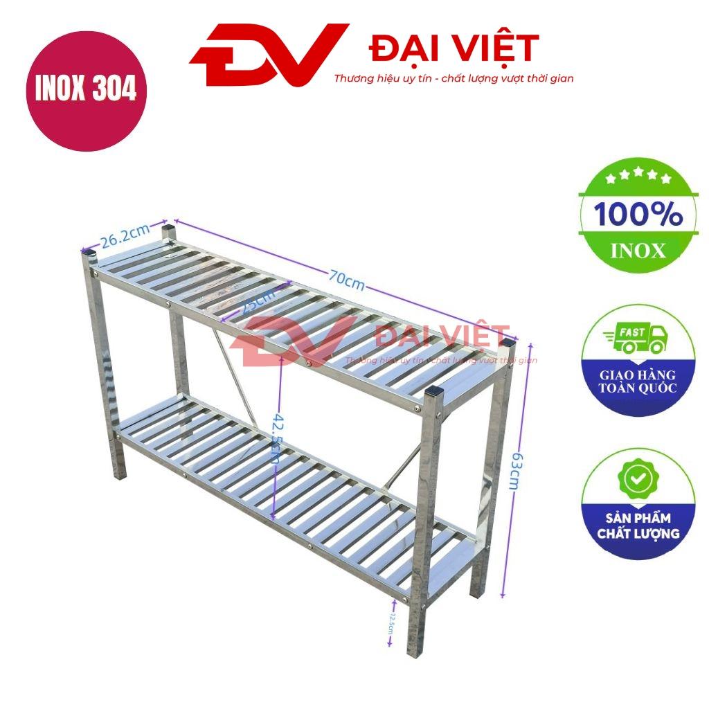 kệ inox 2 tầng thanh nan 700x260x630mm