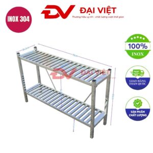kệ inox 2 tầng thanh nan 700x260x830mm