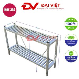 kệ inox 2 tầng thanh nan 900x260x630mm